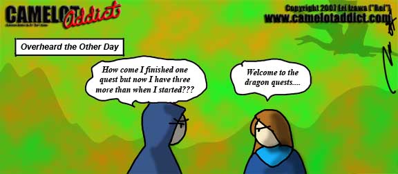 Dragon Questing: Always picking up more quests the further you go.